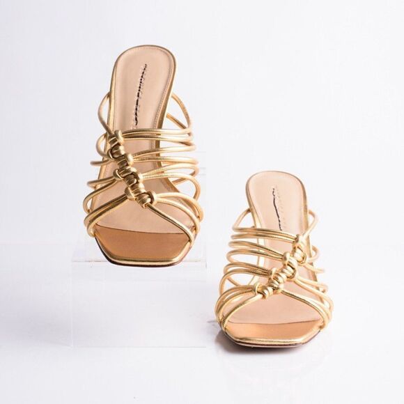 Veronica Beard Womens Avita Gold Leather Strappy Heeled Sandals Sz 6 Eu 36 New - Picture 4 of 9